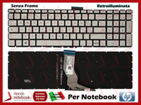 Clavier Italien pour Ordinateur Portable HP 15-CB 15-CD (Argent) Rétro-éclairé