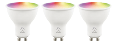 DELTACO – Smart LED -lamput, GU10, RGB, WiFi, 4.7W, 3 kpl pakkaus (SH-LGU10RGB02-3P)