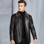 Veste Faux Cuir Homme De Marque Revers En Fausse Peau De Mouton Blouson Hommes Slim Courte Veste Vêtement Masculin Épaississant -Zs307021