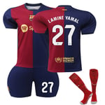 24-25 Lamine Yamal 27 Barcelona Hemma Fotbollströjor För Barn Vuxna Tröjor Adult M(170-175cm)