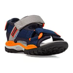 Geox Garçon J Borealis Boy A Sandales, Navy/Orange, 31 EU