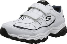 Skechers Afterburn Memory Fit Slim pour Homme, Blanc, Bleu Marine., 45.5 EU