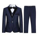 Garçon Costume 3 Pièces Classique Slim Fit Mariage Bal Tuxedo Veste Pantalon Et Gilet,Marin,6 Ans