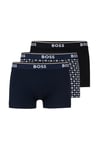 BOSS Mens 3 Pack Power Boxer Shorts AOP/Navy/Navy S