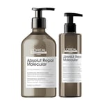 L’Oréal Professionnel, Routine Réparatrice Absolut Repair Molecular pour Tous Types de Cheveux Abîmés, Répare 2 ans de Dommages en Une Application, Formule brevetée, Shampoing + Sérum