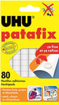 UHU Patafix blanche - pastilles adhésives prédécoupées, pâte à fixer, repositionnables, blanche, 80 pastilles