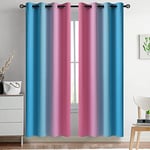 Yakamok Ombre Pink and Blue Curtains for Bedroom, Gradient Room Darkening Curtains, Grommet Thermal Insulated Light Blocking Window Drapes/Curtain for Living Room,52 x 72 Inch,2 Panels