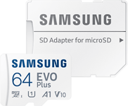 Samsung MicroSD EVO Plus -muistikortti 64 Gt + SD-adapteri