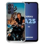 Cokitec Coque Renforcée pour Samsung Galaxy A25 5G Musique Johnny Hallyday Moto