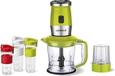 CONCEPT électroménager SM3393 Mixeur smoothie « FRESH & NUTRI », 700 W, vert, 1200 ml hachoir, moulin, 3 recipients en tritan, sans BPA, fonction Pulse, corps caoutchouc + inox, 23 000 tours/min.