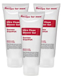 3 x Recipe For Men Ultra Clean Shower Gel 200ml RRP £55.50