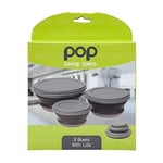 Summit Easy Use Pop 3 Piece Collapsible Bowl Set - Compact Camping Bowls 