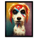 Aladdin Sane Ziggy Stardust Terrier Dog Fun Quirky Painting Art Print Framed Poster Wall Decor 12x16 inch