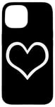 iPhone 15 cool white heart sign big symbol print outline cute shaped Case