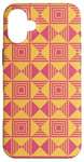 Coque pour iPhone 16 Plus Pink Mustard Yellow Square Triangle 70s Geometric Pattern