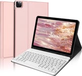 Clavier Pour Ipad Air 5 2022/Air 4 2020/Air 11 Pouces 2024,Coque Pour Ipad Avec Housse De Clavier Français Pour Ipad Pro 11 2022/2021/2020/2018,Clavier Détachable Bluetooth Et Étui,Or Rose