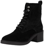 Tommy Hilfiger Bottes Femme Suede Mid Heel Laceup à Talon, Noir (Black), 39