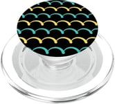 Midnight Vivid Turquoise Alternating Arcs Spiral Pattern PopSockets PopGrip for MagSafe