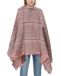 crazy bean Poncho Femme Poncho Cape à Capuche Plaid Elégant Poncho Couverture Chaude pour Automne Hiver