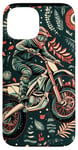 Coque pour iPhone 15 Vert Art Déco Ethnique Motocross Drapeau Américain Dirt Bike