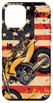 Coque pour iPhone 12 mini Drapeau américain Art déco jaune pour moto Dirt Bike Braap