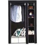 Armoire en tissu non-tissé,Vestiaire,pour chambre, dressing,Couloir,Noir