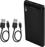 Alpha 10s Powerbank 10 000 Mah - Batterie Externe Avec Passthrough - 2 Sorties Usb-A, 1 Entrée Micro Usb - Avec 2 Câbles De Données Usb - On/Off Automatique - Pour Iphone, Ipad, Smartphone,