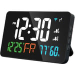 Tuya WiFi Horloge de bureau Calendrier Thermomètre et hygromètre intelligent avec affichage LED numérique Prise en charge de l'étalonnage automatique