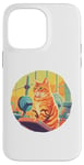 iPhone 14 Pro Max Cute Fit Orange Cat Sitting on Gym Lifting Bench Case