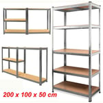 200CM Etagère rangement Etagère sous-sol Etagère d'atelier Etagère résistante Etagère réglable jusqu'à 875 kg, système d'étagères en métal