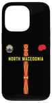 Coque pour iPhone 13 Pro Drapeau et silhouette carte de la Macédoine du Nord, emblème national