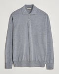 Canali Merino Wool Knitted Polo Light Grey