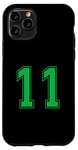 Coque pour iPhone 11 Pro Vert Numéro 11 Équipe Junior Sports Uniforme Numéroté