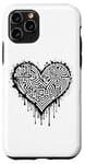 Coque pour iPhone 11 Pro Motif celtique en forme de cœur monochromatique, nœud celte