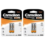 4st Camelion laddningsbara batterier AAA NiMH 800mAh  laddningsb Svart