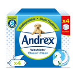 Andrex Washlets Classic Clean Biodegradable & Flushable Toilet Wipes. 4 Pack