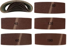 Lot de 20 bandes abrasives en tissu mélangé pour ponceuse à bande 75 x 457 mm, grain 4 x 40/60/80/120/180