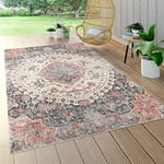 Paco Home Tapis Intérieur Extérieur, Poils Ras Design Oriental, Coloris Et Tailles Variés, Dimension:80x150 cm, Couleur:Gris