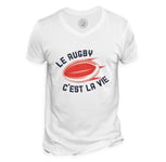 T-Shirt Homme Col V Le Rugby C'est La Vie Sport Xv Ballon Stade France