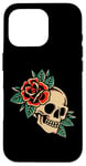 Coque pour iPhone 16 Pro Tatouage esthétique rose rouge fleur pour enfants homme femme