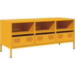 Vidaxl - Meuble tv jaune moutarde 101,5x39x43,5 cm acier laminé à froid