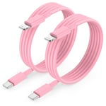 iPhone 13 14 Charger Cable 3m Fast Charge, [MFi Certified] 2Pack Extra Long iPhone 12 Fast Charging Lead, USB C to Lightning Cord Wire for Apple iPhone 14 Pro Max/13 Mini/12/11/XR/XS Max/8 Plus-Pink