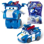 Super Wings Transformer Aeroplane Lucie, Hauteur env. 12,7 cm, Figures d'action 2 en 1, Avion Jouet et Figurine de Robot pour garçons et Filles à partir de 3 Ans, Bleu