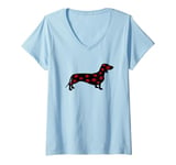 Womens Funny Kiss a Wiener Dachshund Dog Gift V-Neck T-Shirt