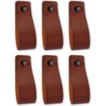 Läderhandtag möbler - cognac - 6 stycken - 16,5 x 2,5 cm - innehåller 3