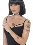 Occult Tattoo Transfers Blue Black Halloween Witch Fake Fancy Dress New