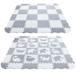 16 pcs Tapis de Sol Puzzle Bébé,Haloyo®,Enfants Clôture Pliable,Tapis de Jeu Imperméable Antidérapant,Tapis d’eveil Animaux