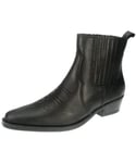 Wrangler Tex Mid Leather Black Mens Chelsea Cowboy Boots - Size UK 9