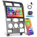 Podofo 2+64G Autoradio pour Ford Mondeo MK2 2004-2007 avec Wireless Carplay, Autoradio Android avec Bluetooth, Android Auto, WiFi, GPS + Caméra Arrière et Microphone