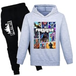 Fortnite Tracksuit Set för Barn och Tonåringar (7-14 år) - Hoodie med Huva + Byxor - Outfit & Present Grey 7-8 Years